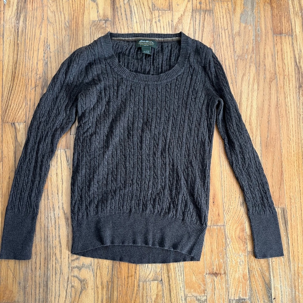 Brown Cable Knit Eddie Bauer Sweater